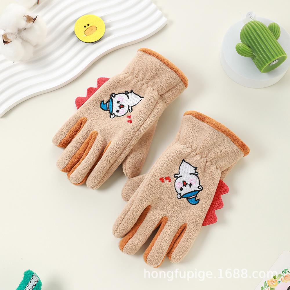 Add Fleece In Autumn and Winter Olympic Fleece Primary School Students Cycling Skin Friendly Outdoor Warm and Cold Proof Cute Gloves