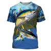 Fish Man Summer 3D Printed Men's T-shirt Wild Fishing Fashion Short Sleeve Large Size Loose Quick Drying Top