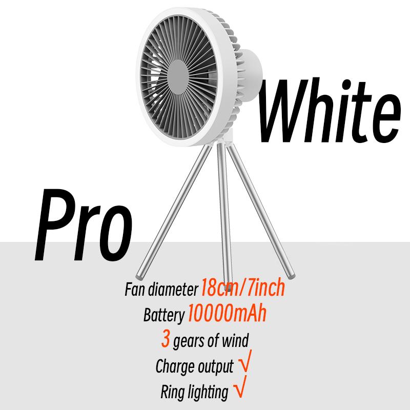10000mAh Camping Fan Rechargeable Desktop Portable Circulator Wireless Ceiling Electric Fan with Power Bank LED Lighting Tripod