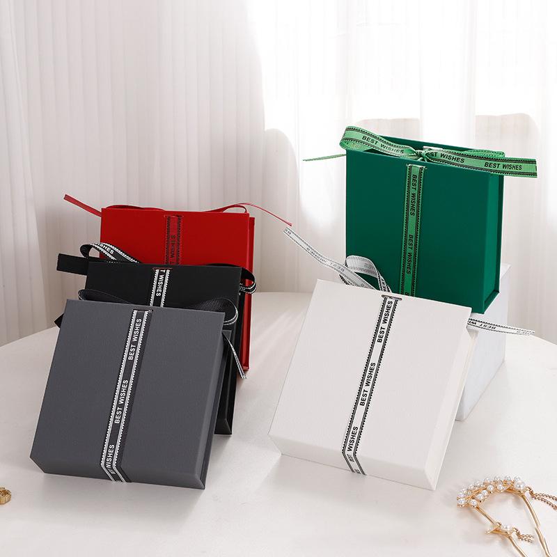 Bow Ribbon Paper Jewelry Box Necklace Earrings Bracelet Ring Storage Organizer High-end Flip Gift Jewelry Packaging Box Joyero