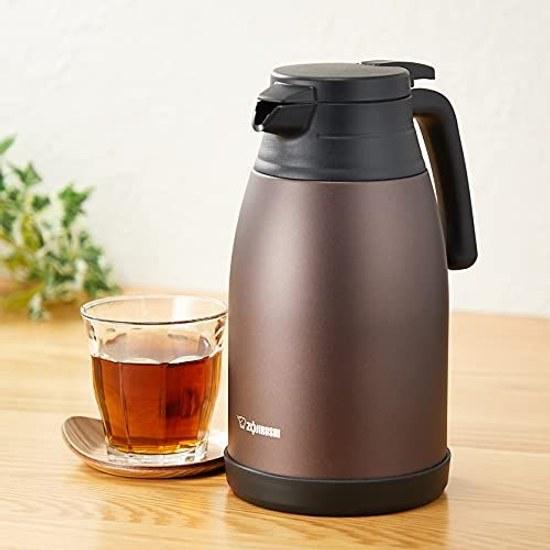 Zojirushi Нержавеющая сталь Ручной горшок 1.5 л Вакуумная двойная стенка Бутылка Широкое горло Настольный Изоляция Охлаждение Коричневый SH-RA15-TA