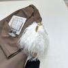 Furry Crossbody Bag with Pearl Handle Fashion Chain Plush Shoulder Bags for Women Soft Faux Fur Evening Party Purse
