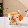Cute Fruit Belt Ceramic Cup with High Appearance with Cover Spoon for Home Use Set of Girls' Water Cup Office Mug