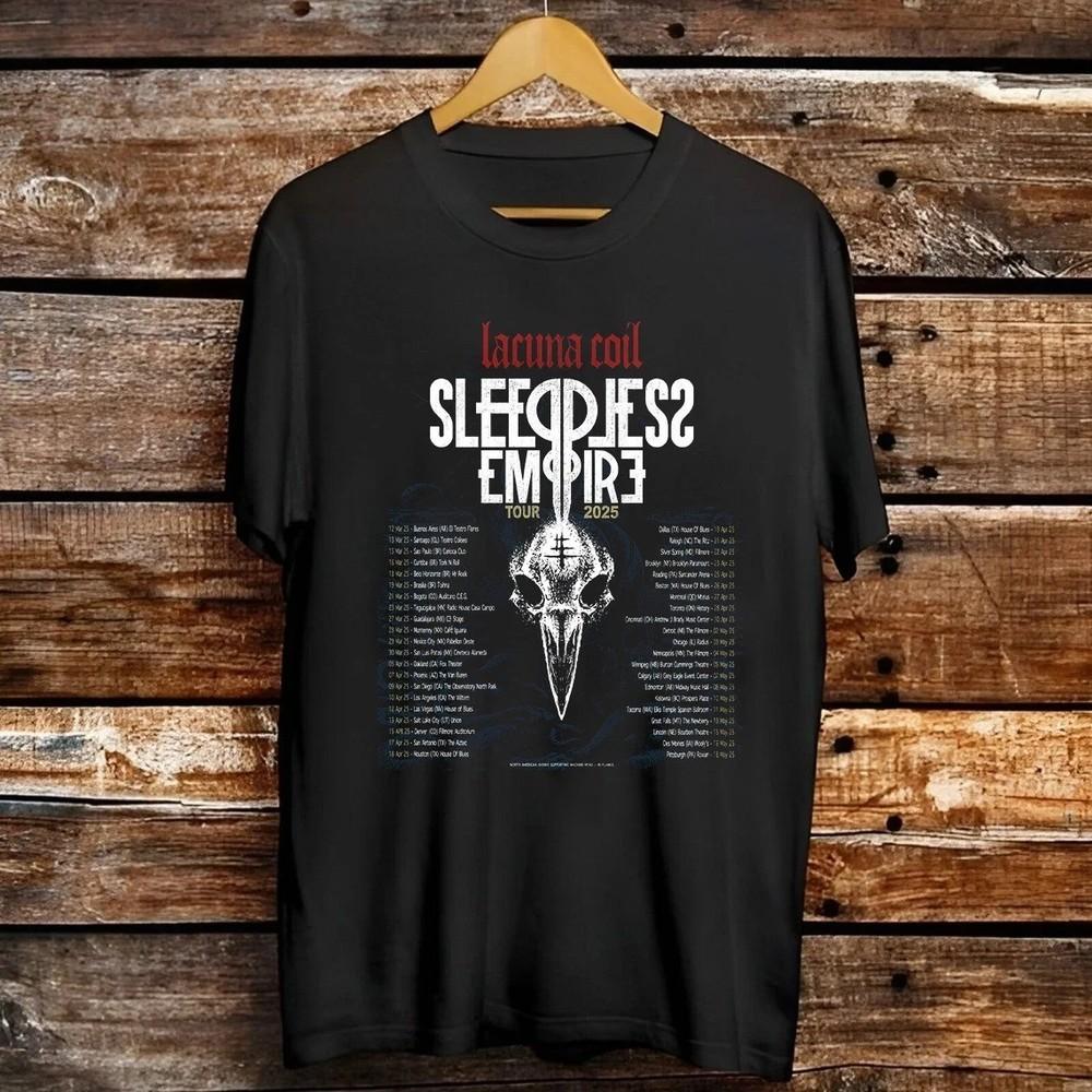 Lacuna Coil Sleepless Empire Tour 2025 Футболка Полный размер S-5XL AR1543 Унисекс Футболка