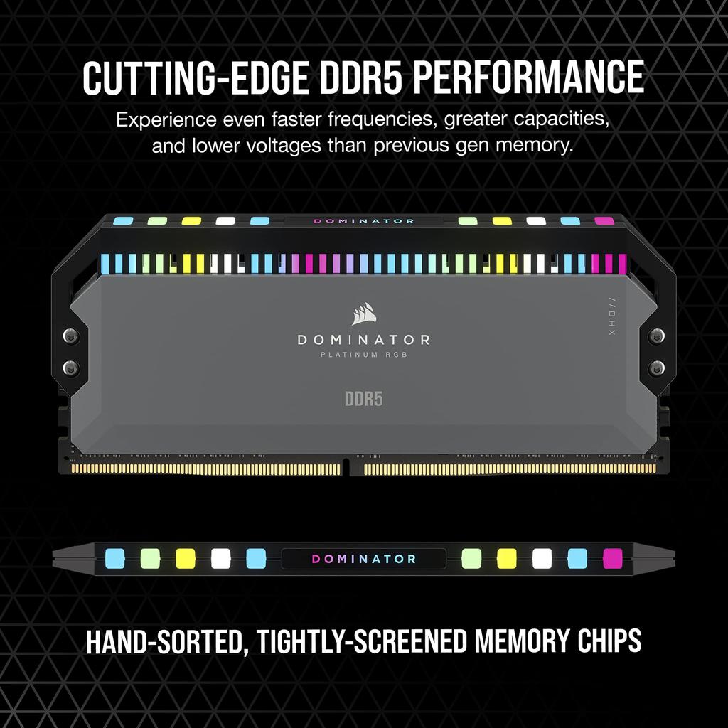 Память для настольного ПК CORSAIR DOMINATOR PLATINUM RGB серии DDR5 64 ГБ x CMT64GX5M2B5200Z40K DDR5-5200 МГц (ПК5-41600) [32ГБ 2]