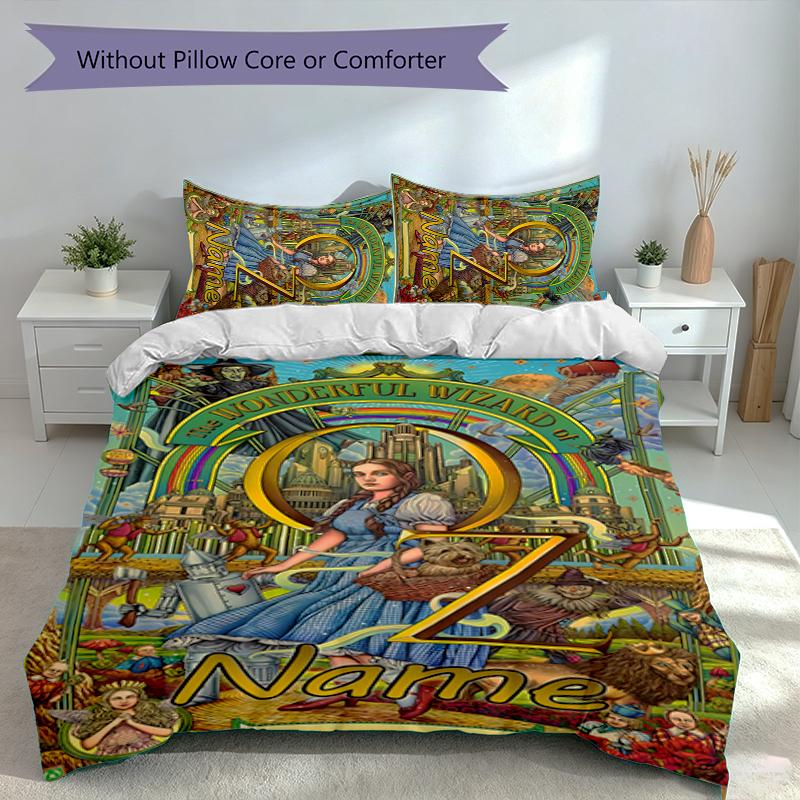 3pcs Custom Name The Wizard of Oz Bedding Set,Includes 1 Duvet Cover and 2 Pillowcases,All-season Bedroom Decor