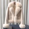 Imitation Fox Fur Cotton Coat Women's Short New Imitation Deerskin Velvet Coat Looks Thin and Fashionable