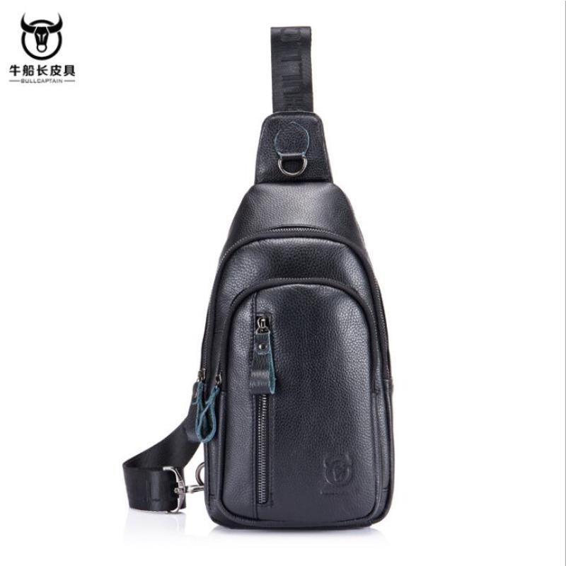 BULLCAPTAIN Genuine Leather Crossbody Bags Men Leather Shoulder Men Chest Bags Fashion Travel Handbags Man Messenger Bag Male