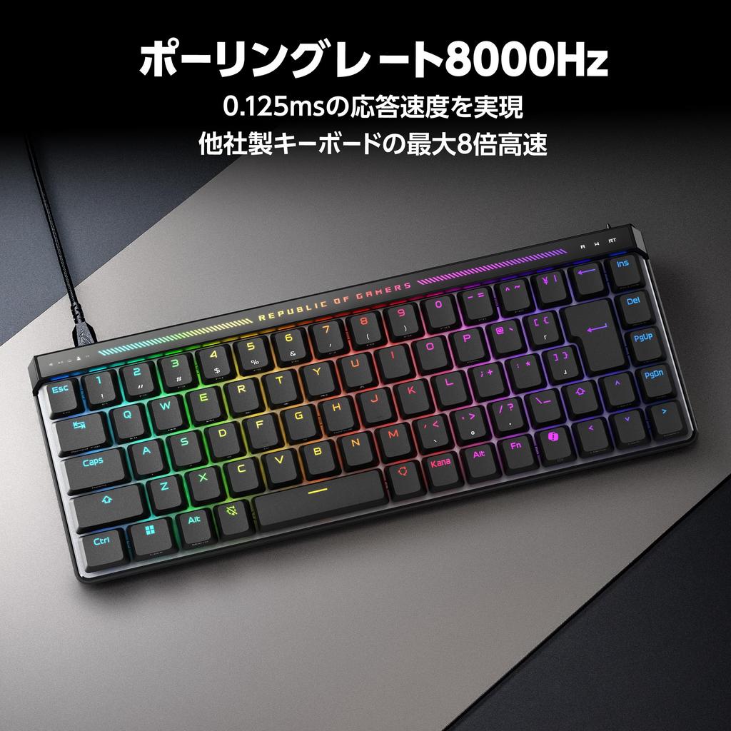 ASUS ROG Falchion Ace HFX Игровая клавиатура Rapid Trigger Магнитные переключатели Раскладка Японская раскладка Проводное подключение Частота опроса 8000 Гц Бесшумная