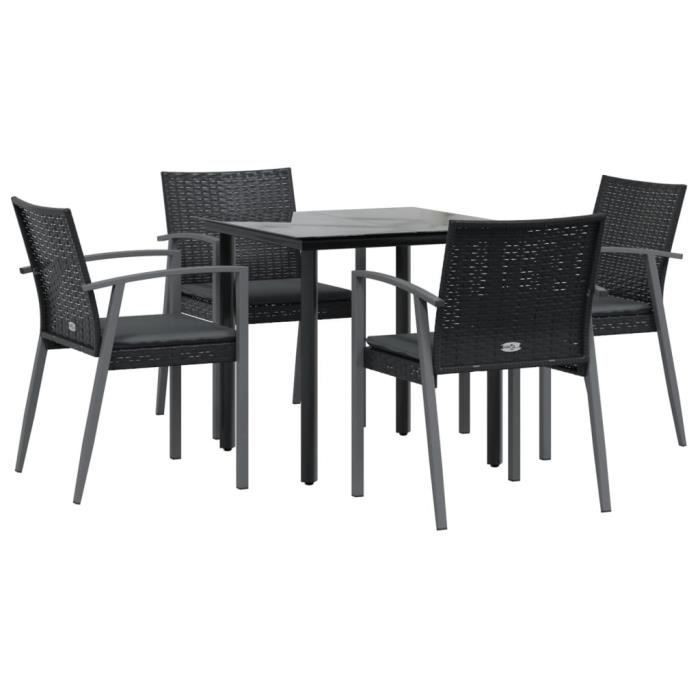VidaXL Garden Dining Set 5 Pcs Cushions Woven Resin Steel 3186988