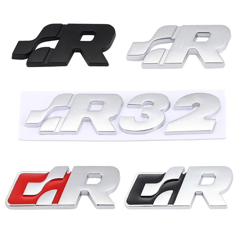 AABIO1 Car sticker Front Hood Grill SR 32 Emblem Auto Grille Badge for Volkswagen R Racing VW Sagitar Passat Golf Tiguan Touareg CC GR