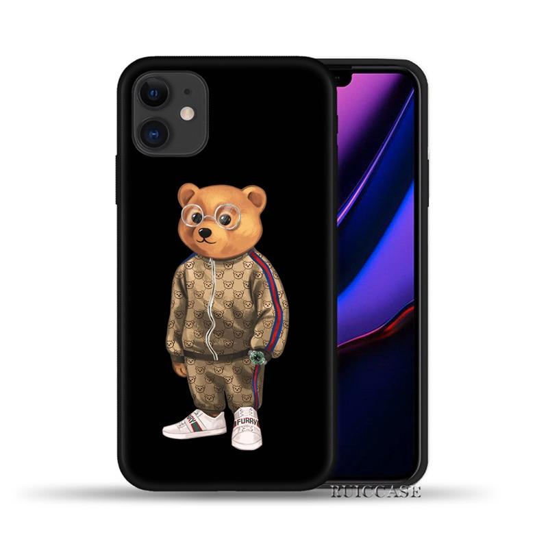 Милый медведь модный брендовый защитный чехол для iPhone 11 12 13 Pro XS Max XR X 6 6S 7 8 Plus 5S SE 2020 12Mini мягкий силиконовый чехол