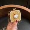Elegant Rhinestone Evening Bag Gold/Silver Mini Lipstick Bag Retro Banquet Chain Bag  Girls