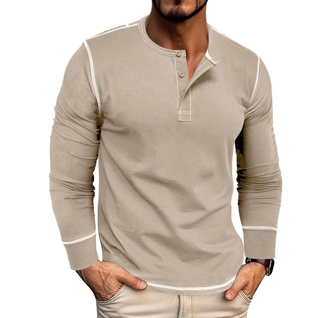 Мужские свитера с длинными рукавами, рубашки-хенли, футболки с цветными блоками, повседневная одежда для осени и зимы, теплая одежда для улицы, отдыха и активного отдыха, топы