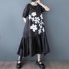 Новое хлопковое винтажное платье с цветочным принтом больших размеров с коротким рукавом для женщин, повседневное свободное длинное летнее платье