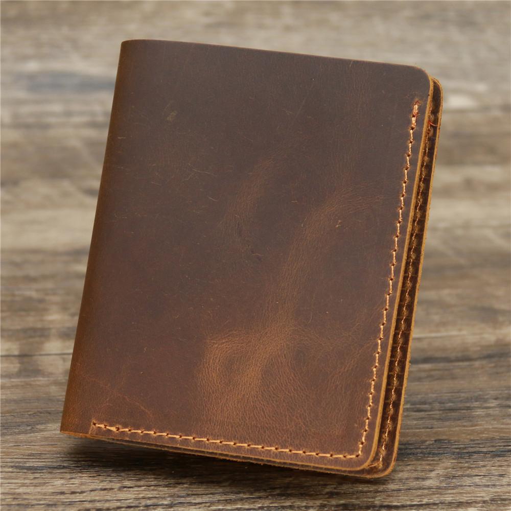 Wallet Men Genuine Leather Short Wallets Vintage Money Purses Business Card Holder