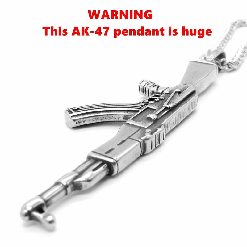 Крутая мужская 30-дюймовая нержавеющая сталь огромная большая подвеска в виде пистолета АК-47 на цепочке