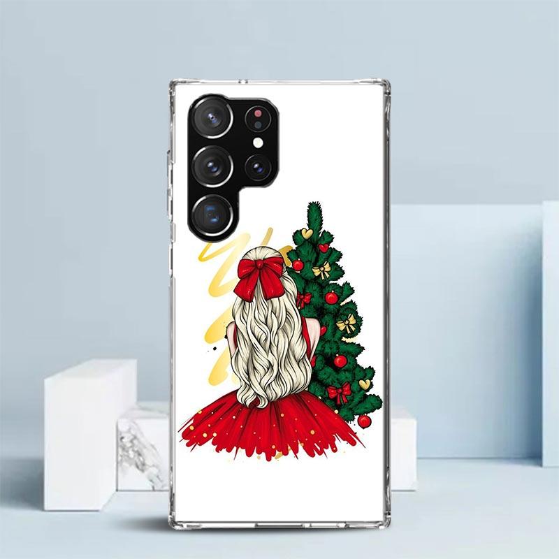 Christmas Girls Tree Gift Phone Case For Samsung Galaxy S24 S25 Edge S26 Ultra S22 S23 Plus S21 + S20 FE Soft TPU Back Cover Gal