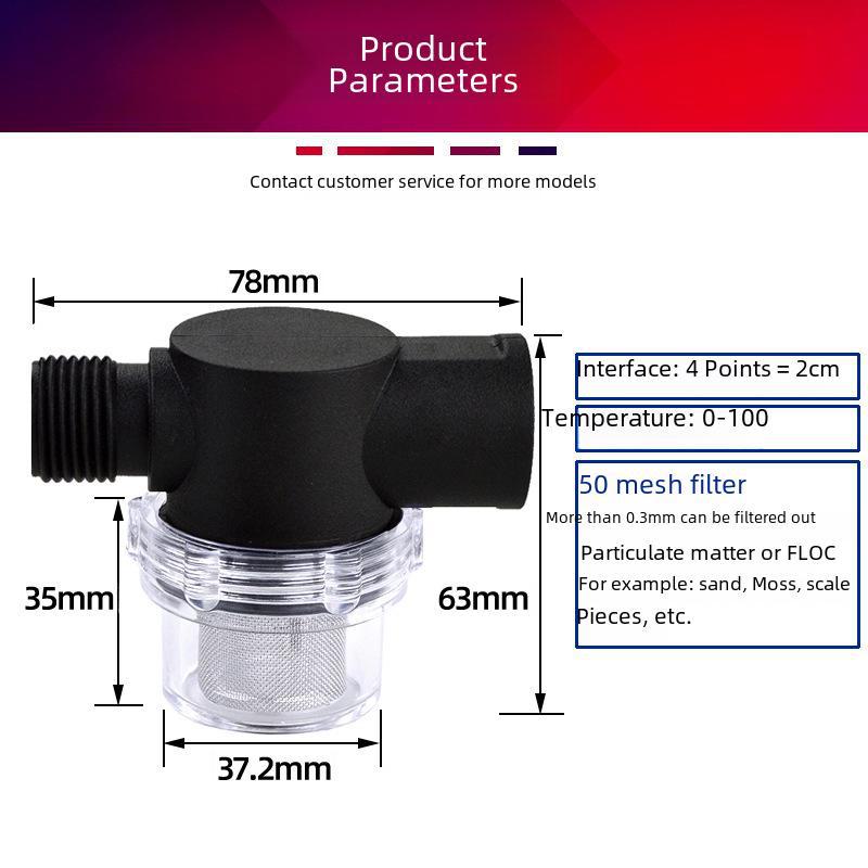 Compact 4-Point Water Filter with 50 Mesh for RV Tanks, Washers, and Sand Filtration