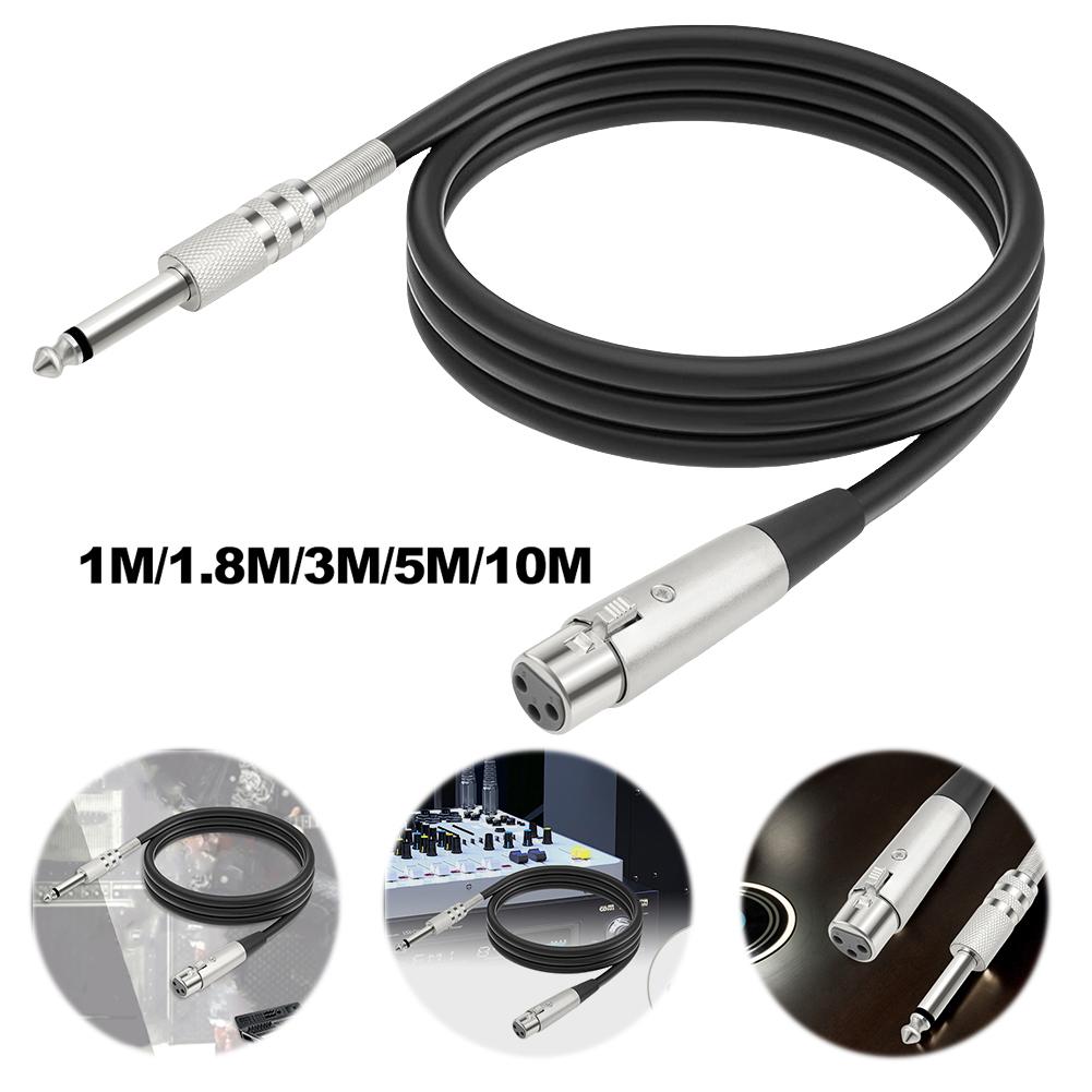 XLR Female To 1/4 (6.35mm) TS Mono Jack Mic Cord Unbalanced Microphone Cable Jack 6.35mm TS 1/4 Male To XLR Female Mic Cable