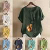 Women's Fashion Round Neck Short Sleeve T-shirt Casual Cotton Linen Graphic Shirt Leisure Loose Squirrel Prined Summer Blouse Tops