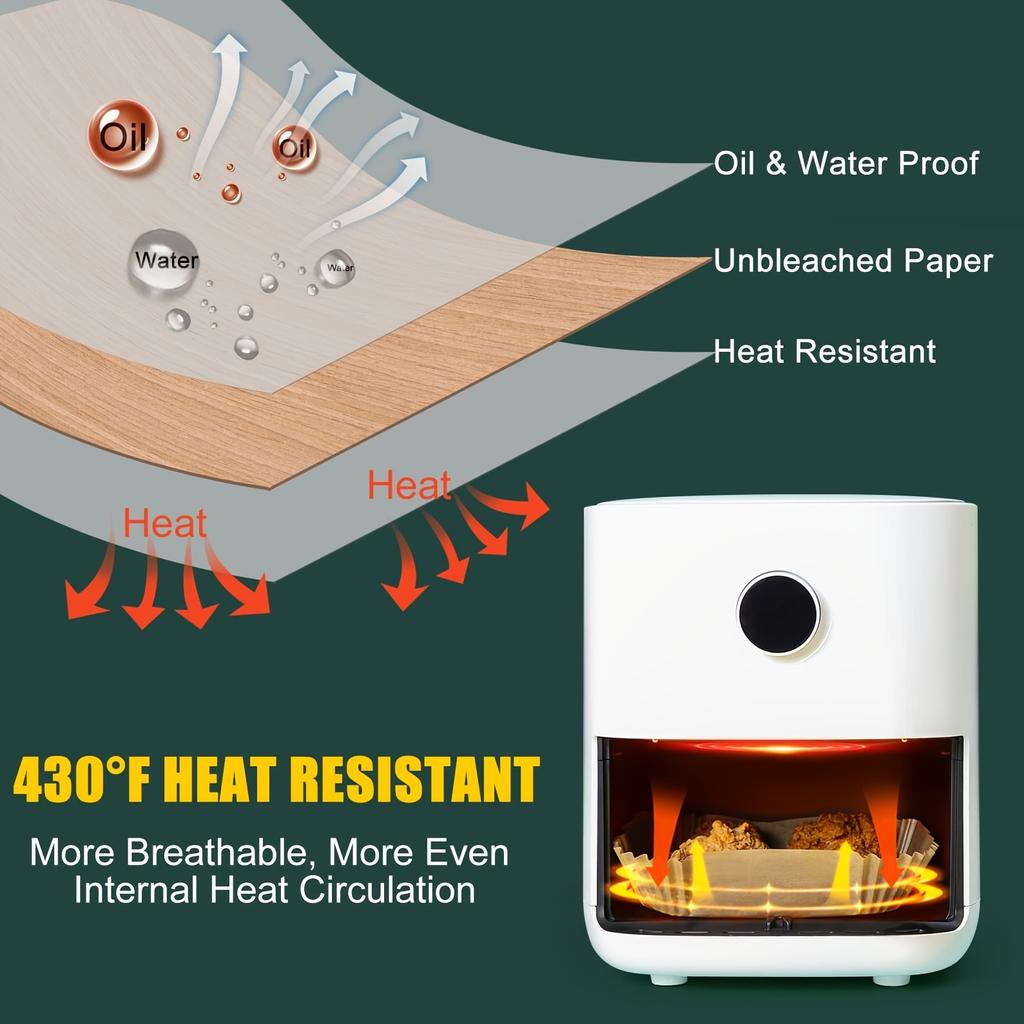 100/200pcs Air Fryer Disposable Paper Liners Square, Air Fryer Accessories, Oil Proof & Water Proof, Paper Liner for Baking Roasting Microwave Oven