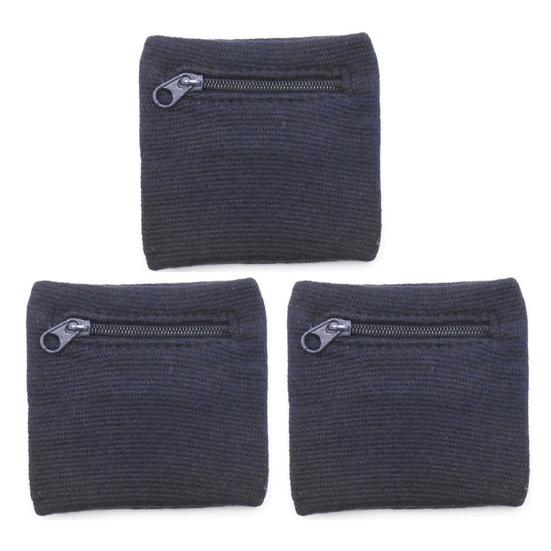 3 шт. спортивный браслет с карманом на молнии, очень широкий эластичный ремешок для защиты запястья, дышащий и поглощающий пот фитнес-кошелек на запястье для бега