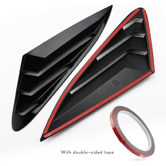 Жалюзи на задние боковые окна, совместимые для 2024 2025 2026 Kia K5, аксессуары, спортивный стиль, накладки на воздуховоды (Черный глянцевый)