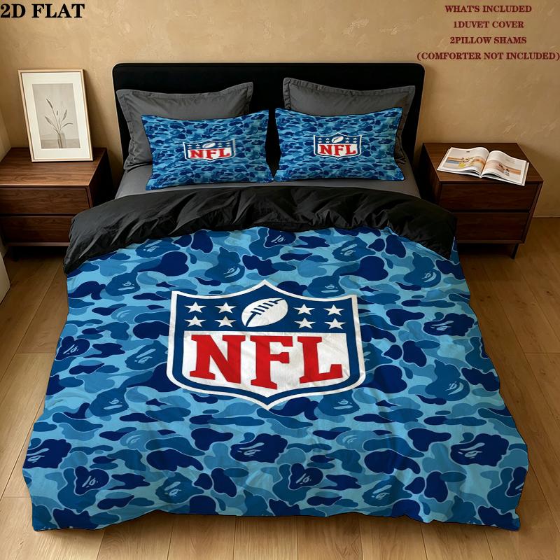 National Football League Pattern Bedding uilt Set uilt Cover Pillowcase Home Decoration Birthday Gift (1 * duvet cover + 2 * pillowcase without core)