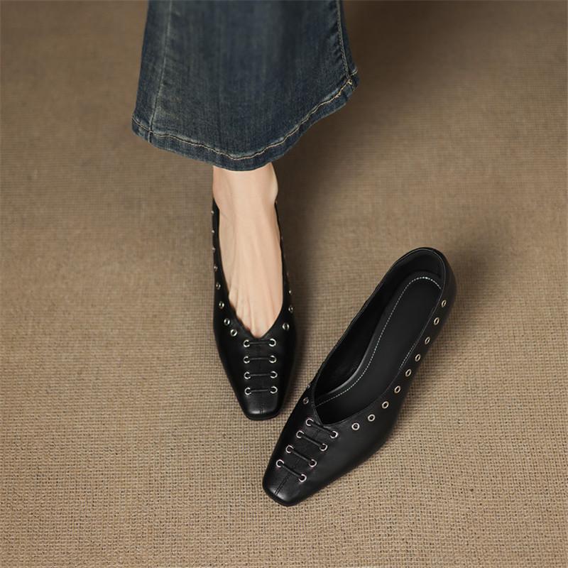 Модная новая весенне-осенняя женская обувь из натуральной кожи, туфли с квадратным носком, модная лаконичная обувь, туфли на высоком каблуке, женские туфли-лодочки ручной работы