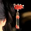 1 шт. Стеклянная заколка для волос в виде рыбки, Древнее головное украшение, Сандаловая заколка для волос, Заколка для волос со свежими лепестками, Заколка для волос с лепестками и кисточками в новом китайском стиле