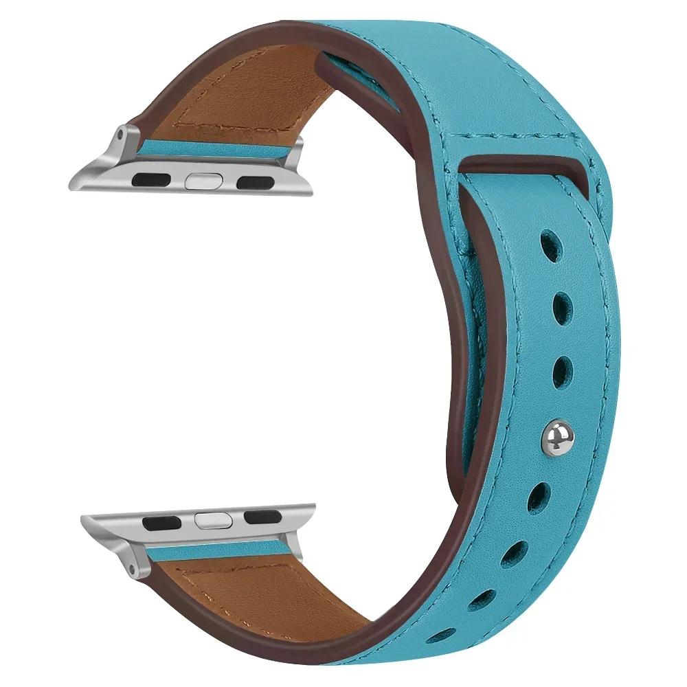 Кожаный ремешок для Apple, ремешок для часов 44 мм, 45 мм, 41 мм, 40 мм, 49 мм, 42 мм, 38 мм, 45, 44 мм, браслет Correa iWatch series 3, 4, 6 SE, 7, 8, ультра