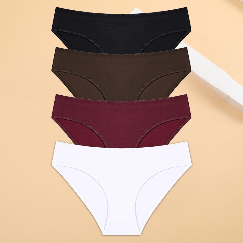 4 шт./компл. с низкой талией, сексуальные женские трусики, хлопковые трусы для женщин, однотонные трусы, нижнее белье, трусики для девочек, мягкое нижнее белье
