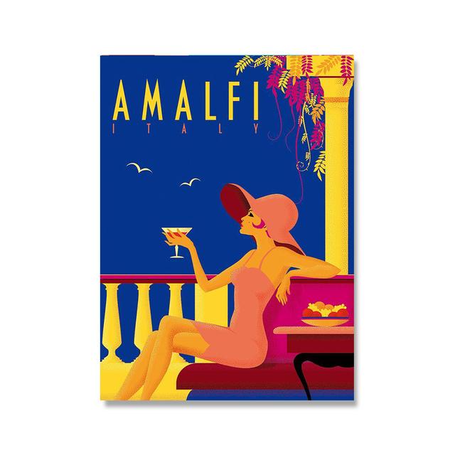 Италия Африка Марокко Путешествие Винтаж Домашнее украшение Пейзаж Традиционный пляж Плакат Винтаж