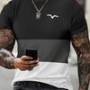 Men's Sporty 3D Print T-Shirt, Athletic Short Sleeve Crew Neck Casual Tee Stylish Gradient Regular Fit Top