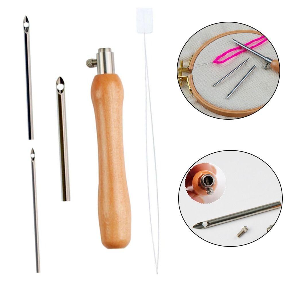 Wooden Handle Knitting Embroidery Pen Stitchwork Needle Poke Needle Embroidery Punch Needle