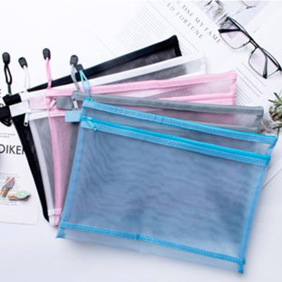 Держатель для хранения файлов с ремешком на молнии, портативная прозрачная сумка для хранения документов большой емкости, офисные принадлежности