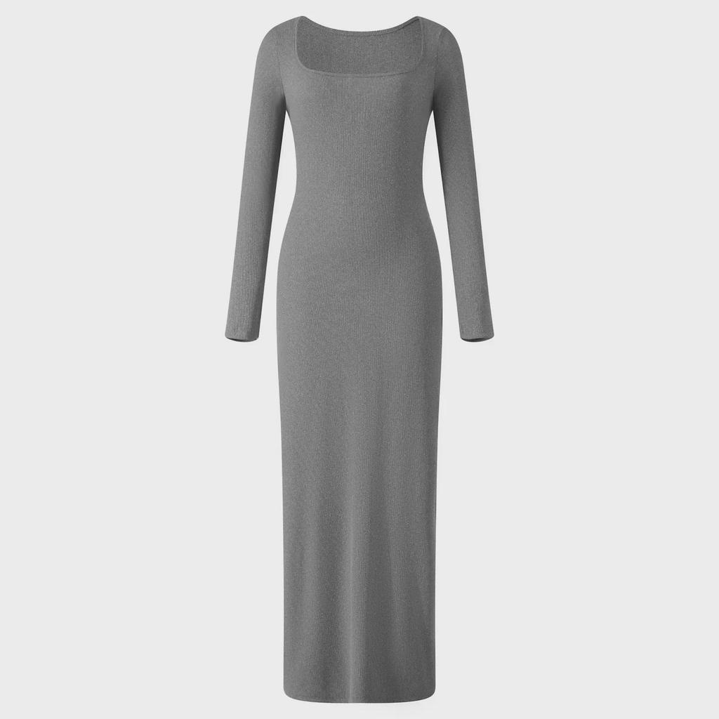 Элегантное платье облегающего кроя с квадратным вырезом для осени и зимы