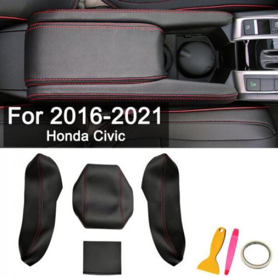 4x Car Front Center Armrest Box leather cover interior For Honda Civic 2016-