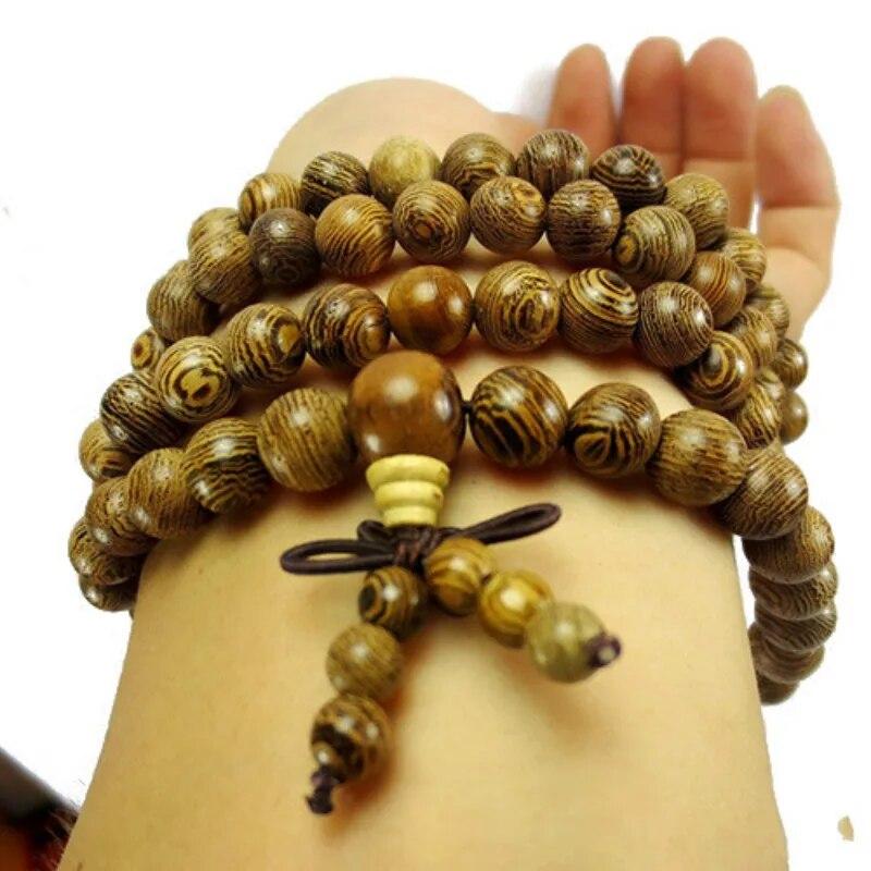 Multilayer Wenge Prayer Beads Tibetan Buddhist Mala Buddha Bracelet Rosary Wooden For Women Men
