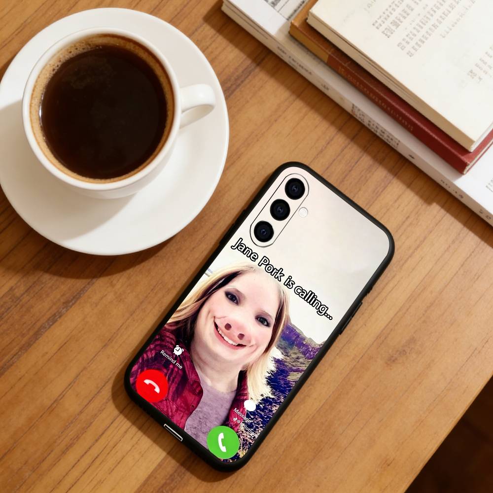 Забавный J-John Pork Звонит Чехол для Телефона Черный Силикон Мягкий Для Samsung Galaxy A73,A72,A71,A70,A53,A52,A51