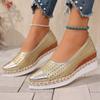 Women's Wide Width Espadrille Flats: Breathable Knit Rope Wedge Slip-On Shoes with Pointed Toe for Women, Casual Comfort Summer Shoes