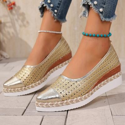 Женские эспадрильи на плоской подошве широкой полноты: Дышащие вязаные туфли-клинья на веревочной подошве слипоны с острым носком для женщин, летняя повседневная удобная обувь