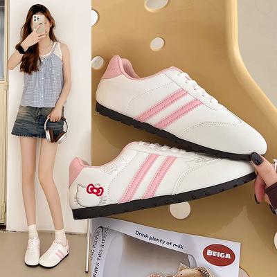 Милая вышивка кошечки KT, немецкие тренировочные туфли женские 2025 новинка, корейский нишевый шик, универсальные кеды, повседневные маленькие белые туфли женские