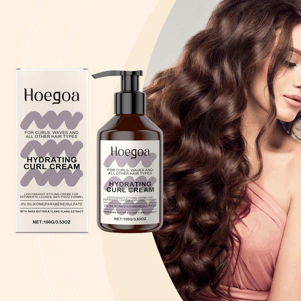 Hoegoa Увлажняющий крем для упругости кудрявых волос 100г Против пушистости Объем кудрявых волос Натуральный объем Стайлинг Уход за волосами Эластификатор