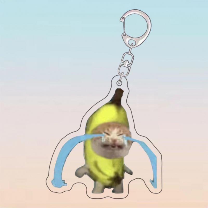 Adorable Cat Banana Pendant: Cute Acrylic Ornament Keychain Gift