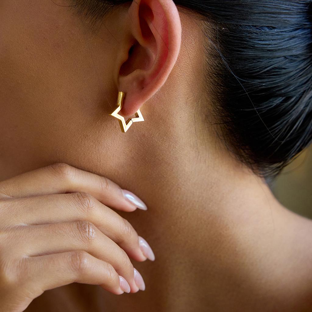 Youthway Классический стиль Милые Стильные Позолоченные Изящные Полированные Полые Серьги Звезда Сердце Антиаллергенные Женские Украшения на каждый день