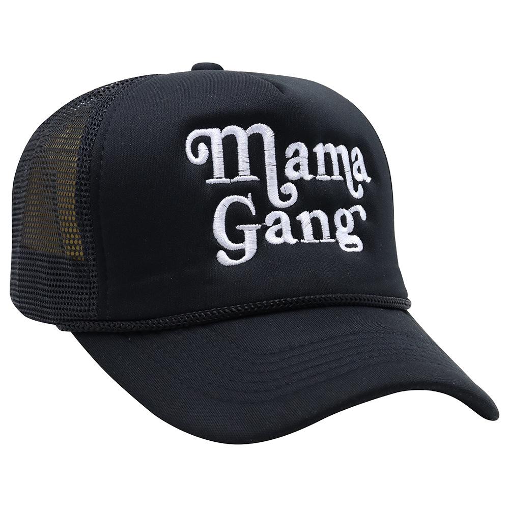 Mama Gang Mesh Cap Alphabet Embroidery Baseball Cap Curved Brim Couple Sunscreen Sunshade Truck Cap Cap