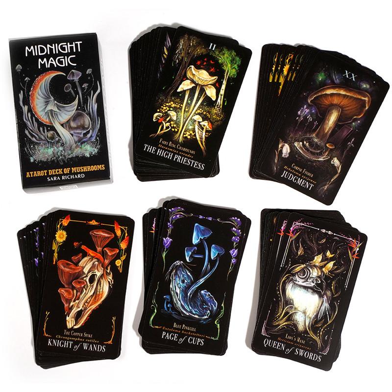 Midnight Magic Tarot. Колода карт Таро с грибами. 78 уникальных дизайнов карт Таро, основанных на таинственном мире грибов.