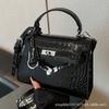 2025 New High-end Light Luxury Stone Pattern Kelly Bag Hand-to-shoulder Crossbody Bag Temperament Versatile Commuter Bag